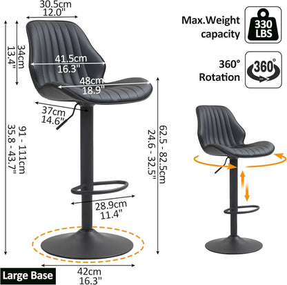 Modern 360 Degree Swivel Faux Leather Bar Stools