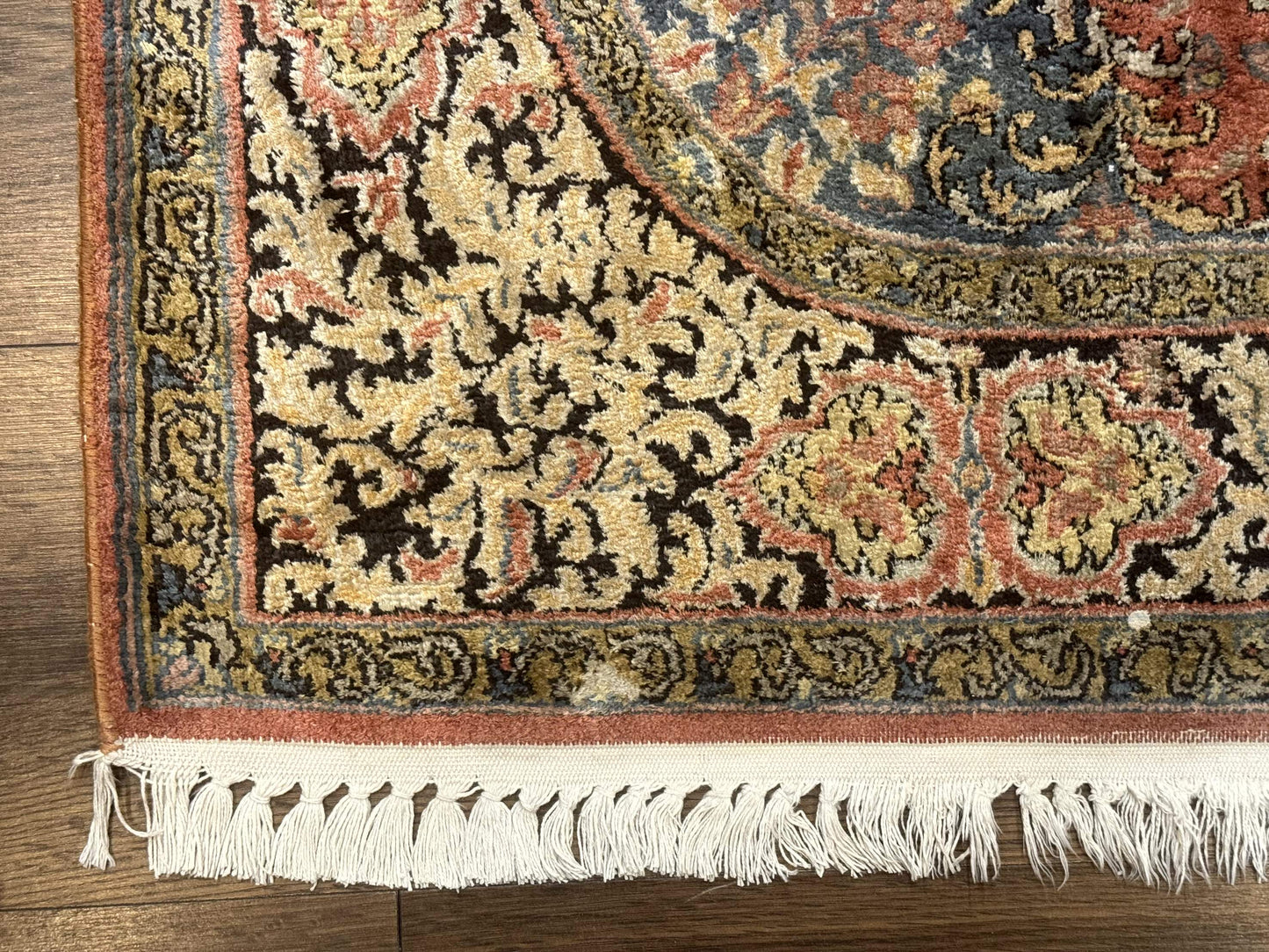 Indian Kashmiri Silk Rug 3x5, Fine 260 KPSI, Hand Knotted