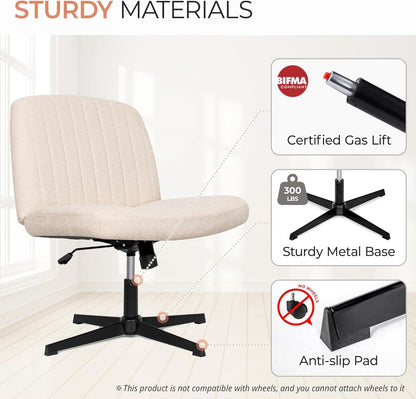 Beige Height Adjustable Swivel Office Desk Chair For Home Office
