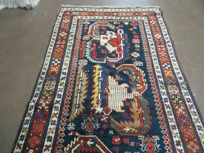3' 7" X 14' Antique Handmade Caucasian Wool Rug Carpet Nice