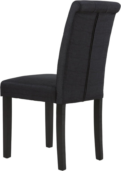 Two Upholstered Fabric Dining Chairs Button Tufting Black