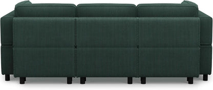 Green Modular Sectional Sofa Featuring Deep Storage