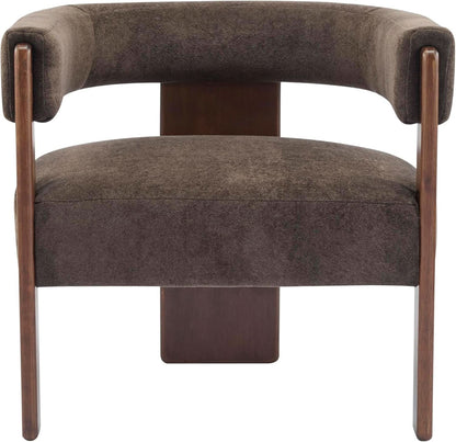 Dark Brown Velvet Upholstered Accent Chair Cushion
