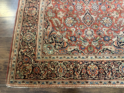 Persian Kashan Rug 4x7, Red, Floral Medallion, Vintage, Wool