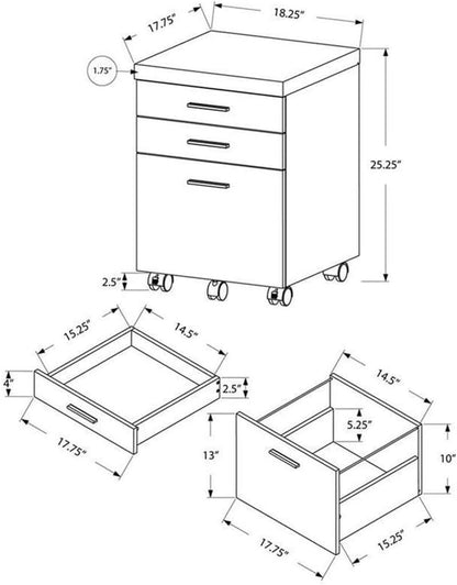 I 7400 Rolling File Cabinet 3 Drawer Brown Laminate