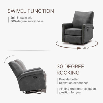 Large Leather Recliner Chair With Swivel Rocker Living Room