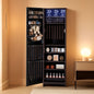47.2 Inch Tall Black Lockable Mirror Jewelry Cabinet
