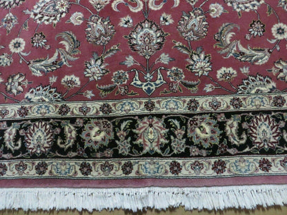 6' X 9' Vintage Handmade Fine India Floral Oriental Silk Accent Wool Rug Carpet
