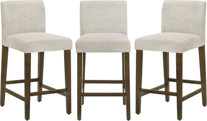 Ivory Upholstered Counter Height Bar Stools Set of Three