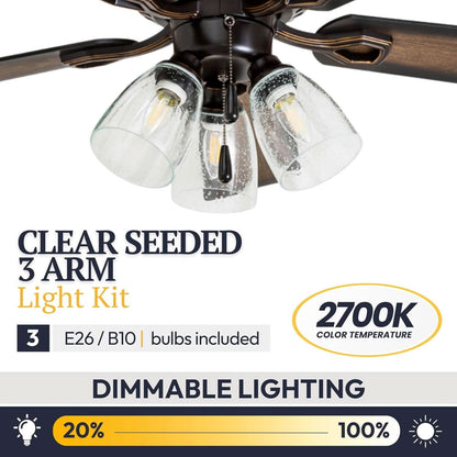 52 Inch Farmhouse LED Ceiling Fan Oil Rubbed Bronze
