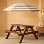 Walnut Wooden Kids Picnic Table With Adjustable Umbrella
