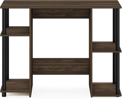 Walnut Computer Desk With Storage Shelves For Small Spaces