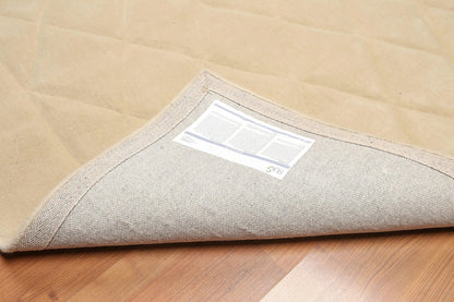 5' x 8' Designer Embossed Diamond Pattern 100% Wool Area Rug Beige