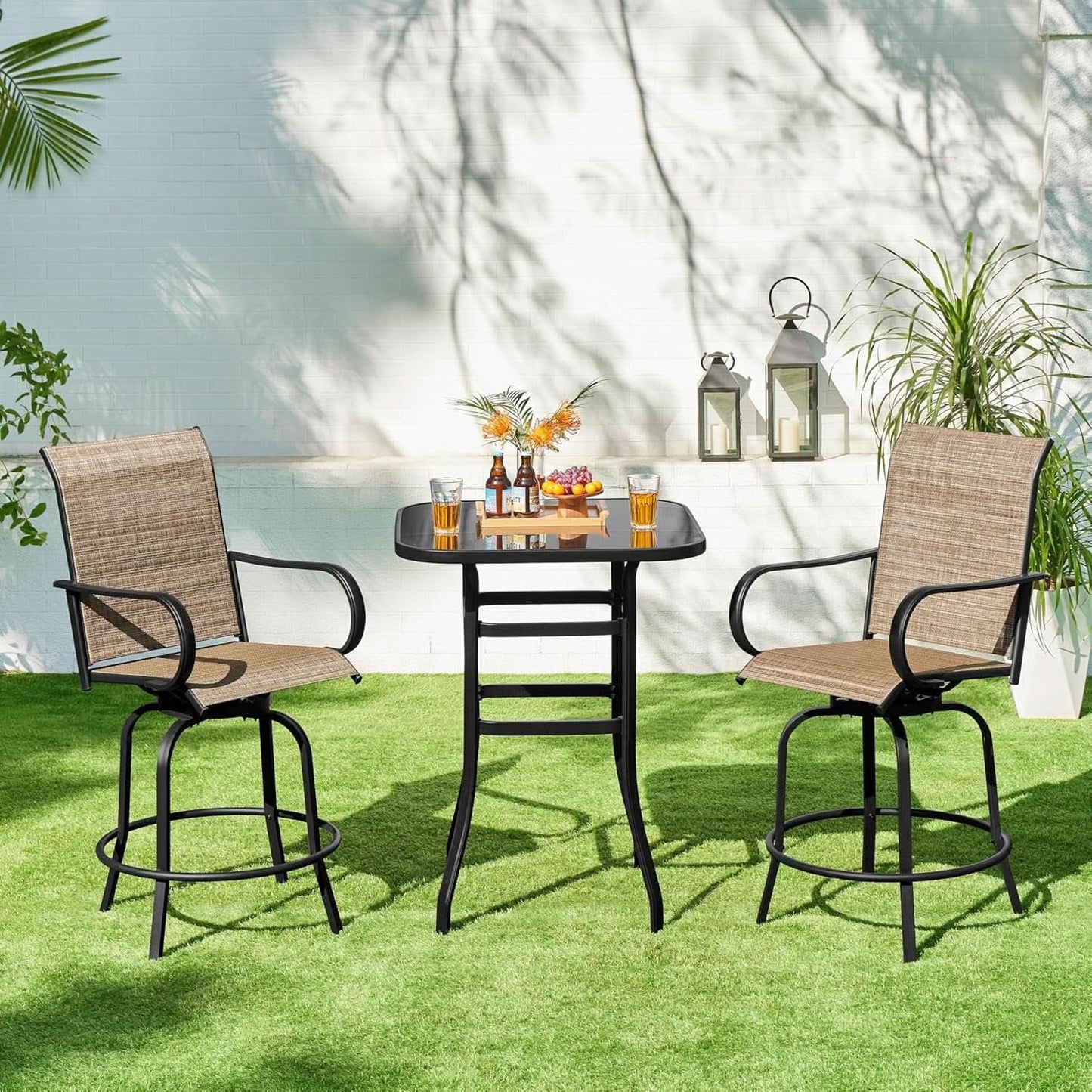 Outdoor Swivel Barstools Set of Four for Comfort