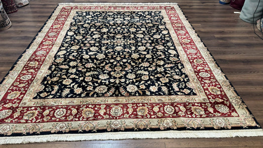 Sino Persian Rug 8x10, Black and Red, Floral Allover