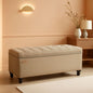 Camel Brown Linen Storage Ottoman Bench Reinforced