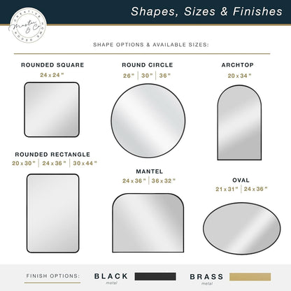 Master And Co Modern Metal Arch Wall Mirror 36x32 Black
