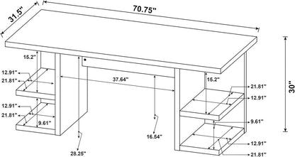 Alice 71 Inch White Modern Home Office Desk With 4 Shelves