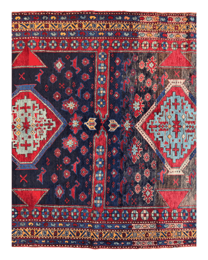 Antique 19th Century Handwoven Kazak Tribal Rug 5’ x 8’