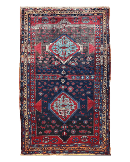 Antique 19th Century Handwoven Kazak Tribal Rug 5’ x 8’