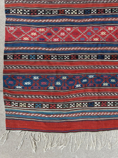 Antique Caucasian Shahsavan Soumak Rug 4’9” x 7’4”