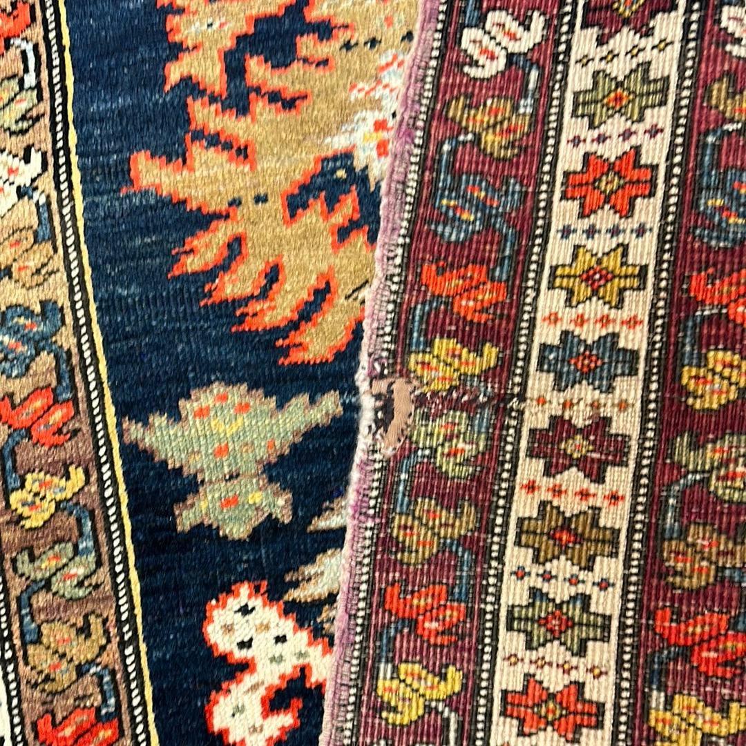 Antique Caucasian Karabakh Signed & Dated Wool on Wool Runner Rug 3 X 7