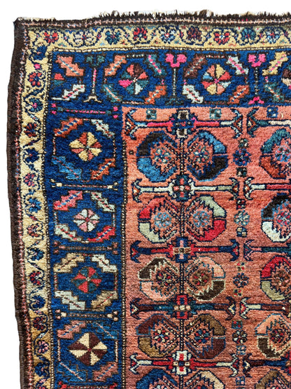 Antique One of Kind Persian Hamedan Enjelas Rug 3’11” x 4’4”