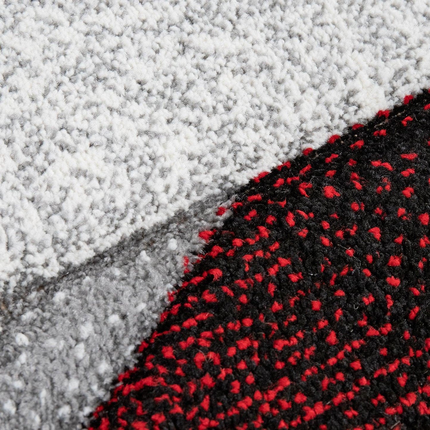 Living Room Rug Madeira Bordered with Geometric Pattern - Grey Red