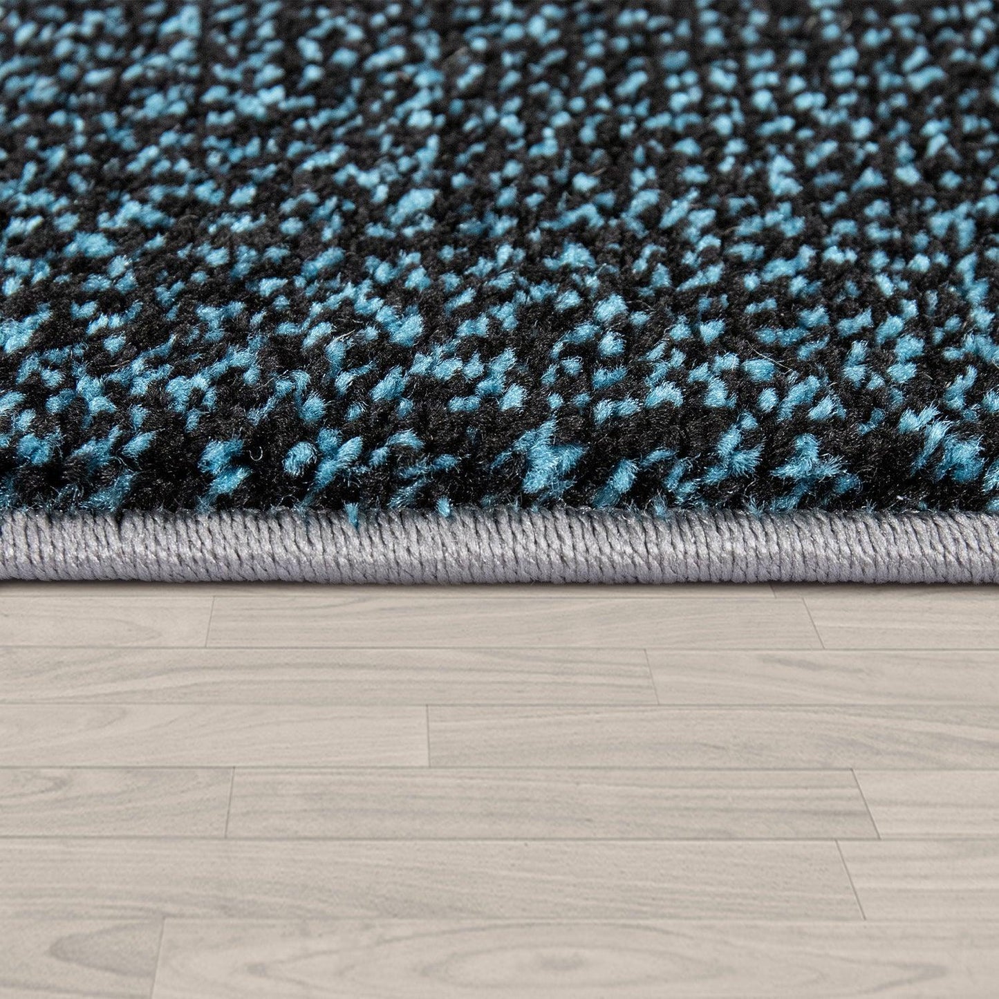 Living Room Rug Madeira Bordered with Geometric Pattern - Grey Blue