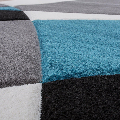 Area Rug Madeira Abstract Curved Pattern - Grey Blue