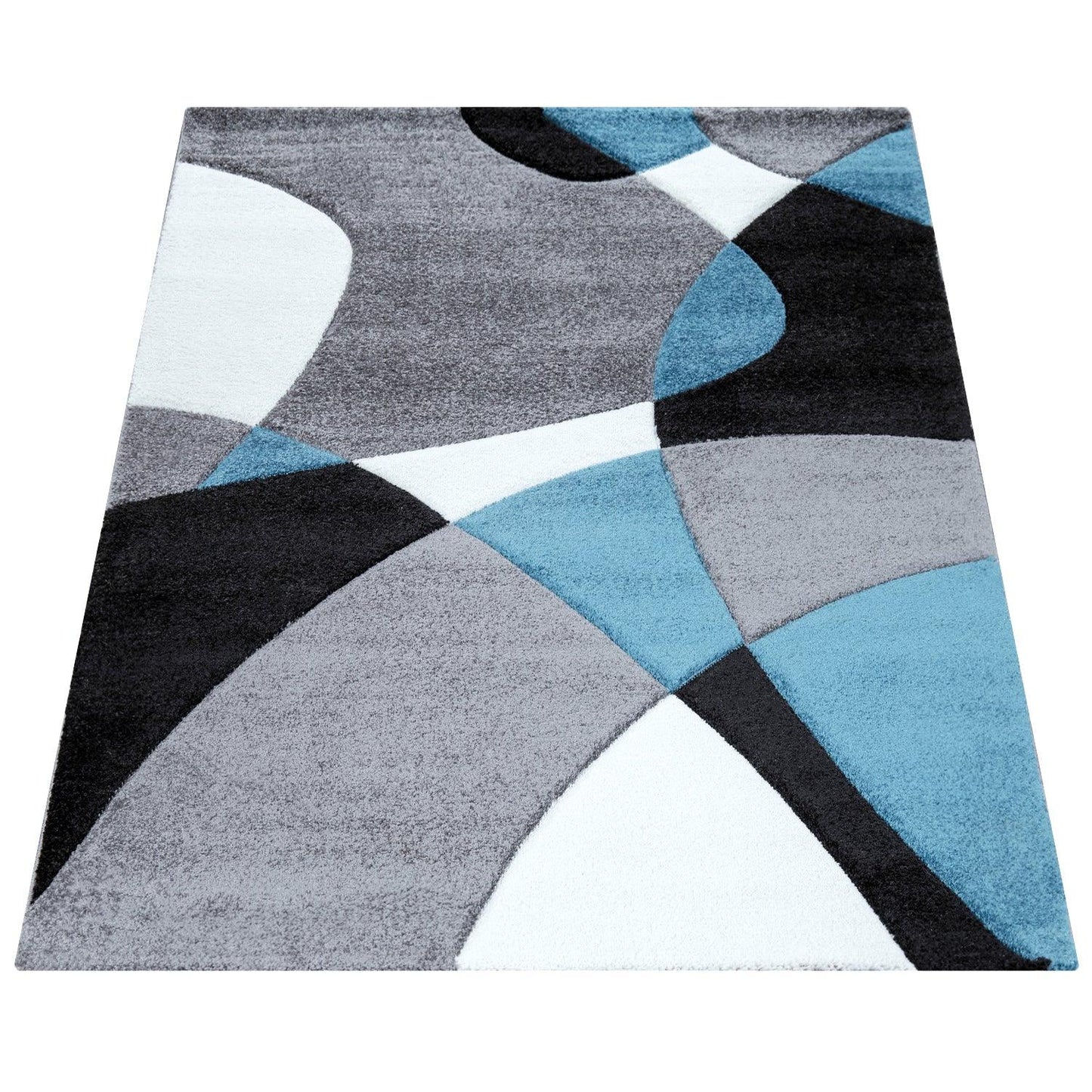 Area Rug Madeira Abstract Curved Pattern - Grey Blue
