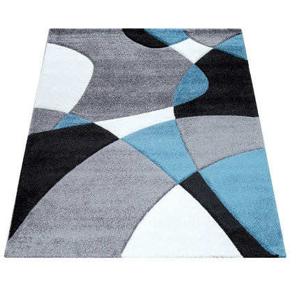 Area Rug Madeira Abstract Curved Pattern - Grey Blue
