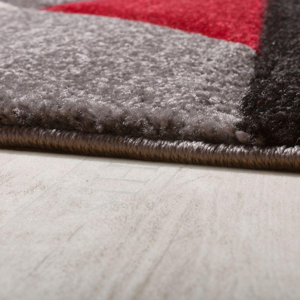 Area Rug Madeira Abstract Curved Pattern - Grey Red