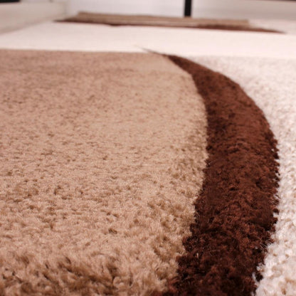 Area Rug Madeira Checkered with Contour Cut - Brown