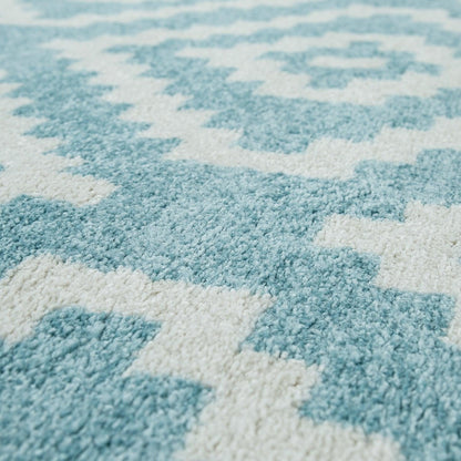 Area Rug Stella Moroccan Diamond Pattern - Pastel Blue White