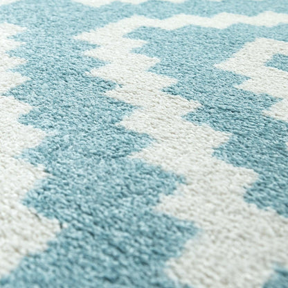 Area Rug Stella Moroccan Diamond Pattern - Pastel Blue White