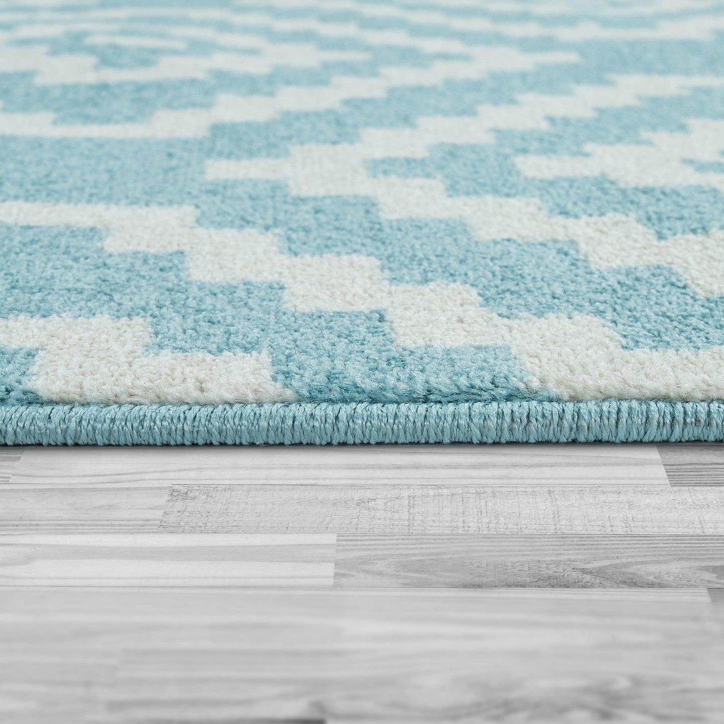 Area Rug Stella Moroccan Diamond Pattern - Pastel Blue White