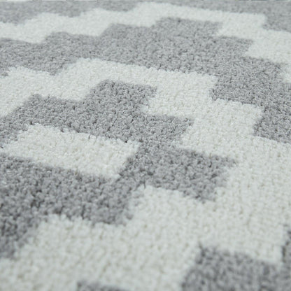 Area Rug Stella Moroccan Diamond Pattern - Pastel Grey White