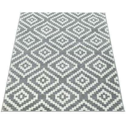 Area Rug Stella Moroccan Diamond Pattern - Pastel Grey White