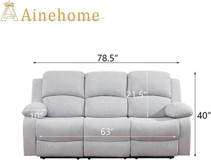 Grey White Microfiber Leather Recliner Sofa Set Living Room