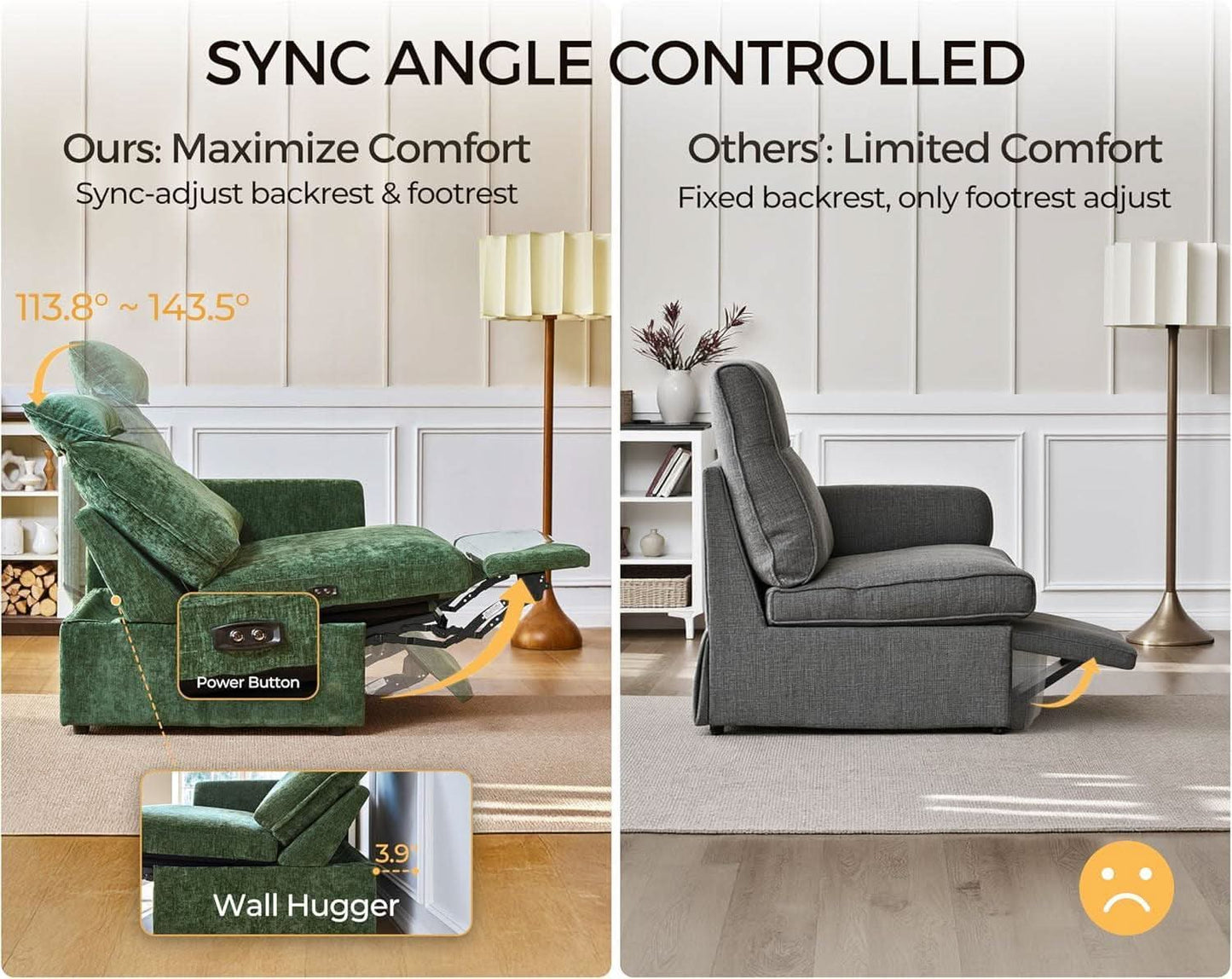 Green Oversized Power Recliner Sofa For Living Room