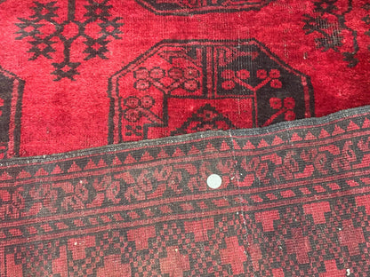 Afghan Turkoman Rug 9x10, Red Beshir Carpet, Tribal, Wool, Antique
