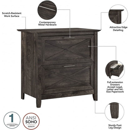 Key West 60W L Shaped Desk With Mobile File Cabinet Bundle