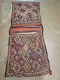 26" X 56" Antique Handmade Authentic Tribal Wool Rug Double Bag Tobreh