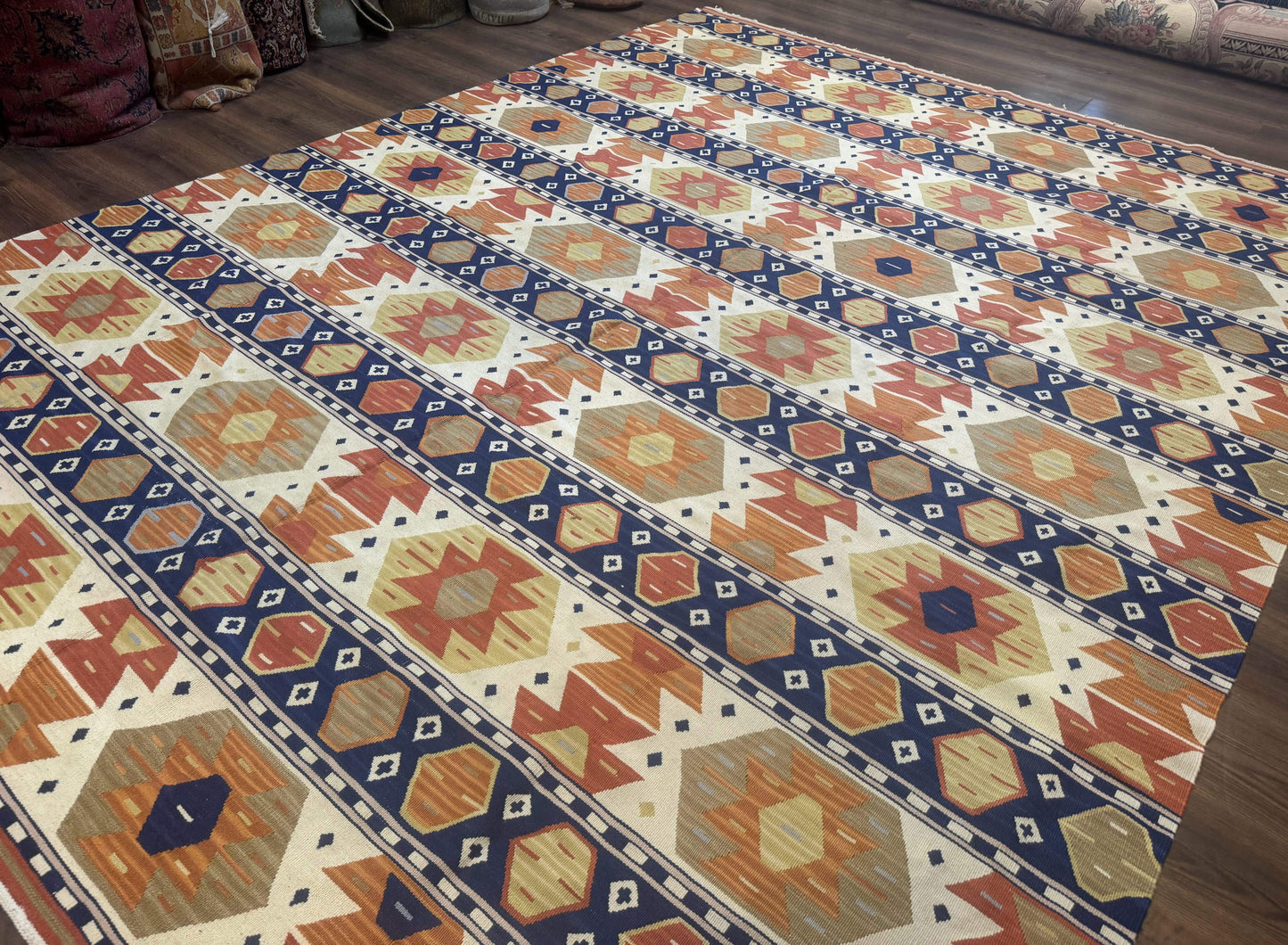 Turkish Kilim Rug 8x11, Handmade, Wool, Nourison Rug