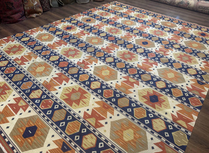 Turkish Kilim Rug 8x11, Handmade, Wool, Nourison Rug