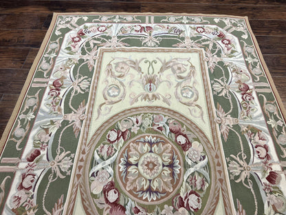 Aubusson Rug 5x8, Wool Handmade Vintage Carpet, Angel Motifs, Flatweave Rug 5 x 8, Medium Sized, European Design