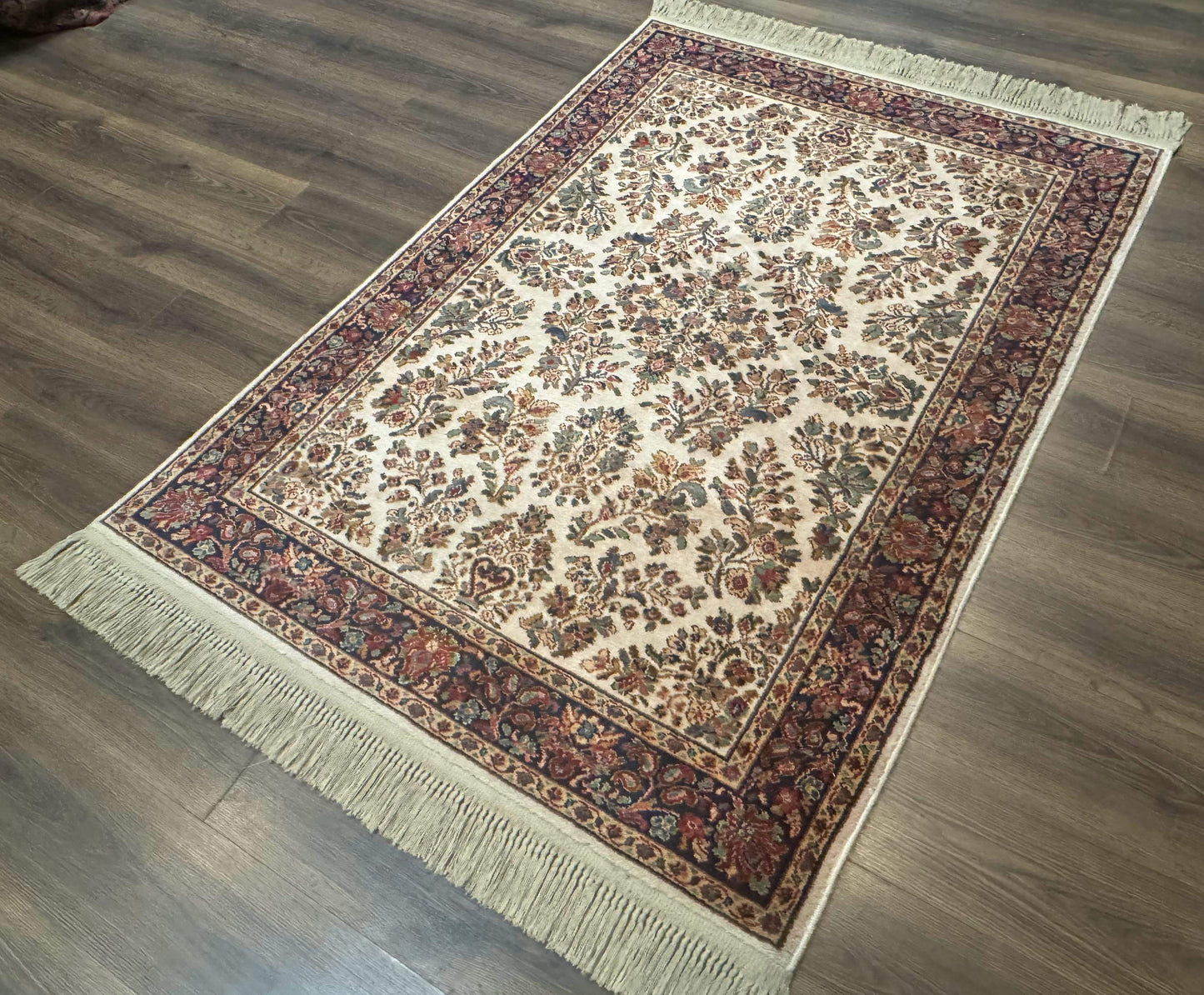 4x6 Karastan Rug Ivory Sarouk #760, Wool Vintage Original 700 Series