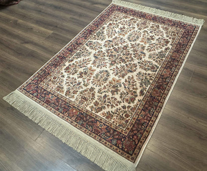 4x6 Karastan Rug Ivory Sarouk #760, Wool Vintage Original 700 Series