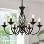Six Light Matte Black Farmhouse Ceiling Chandelier Fixture